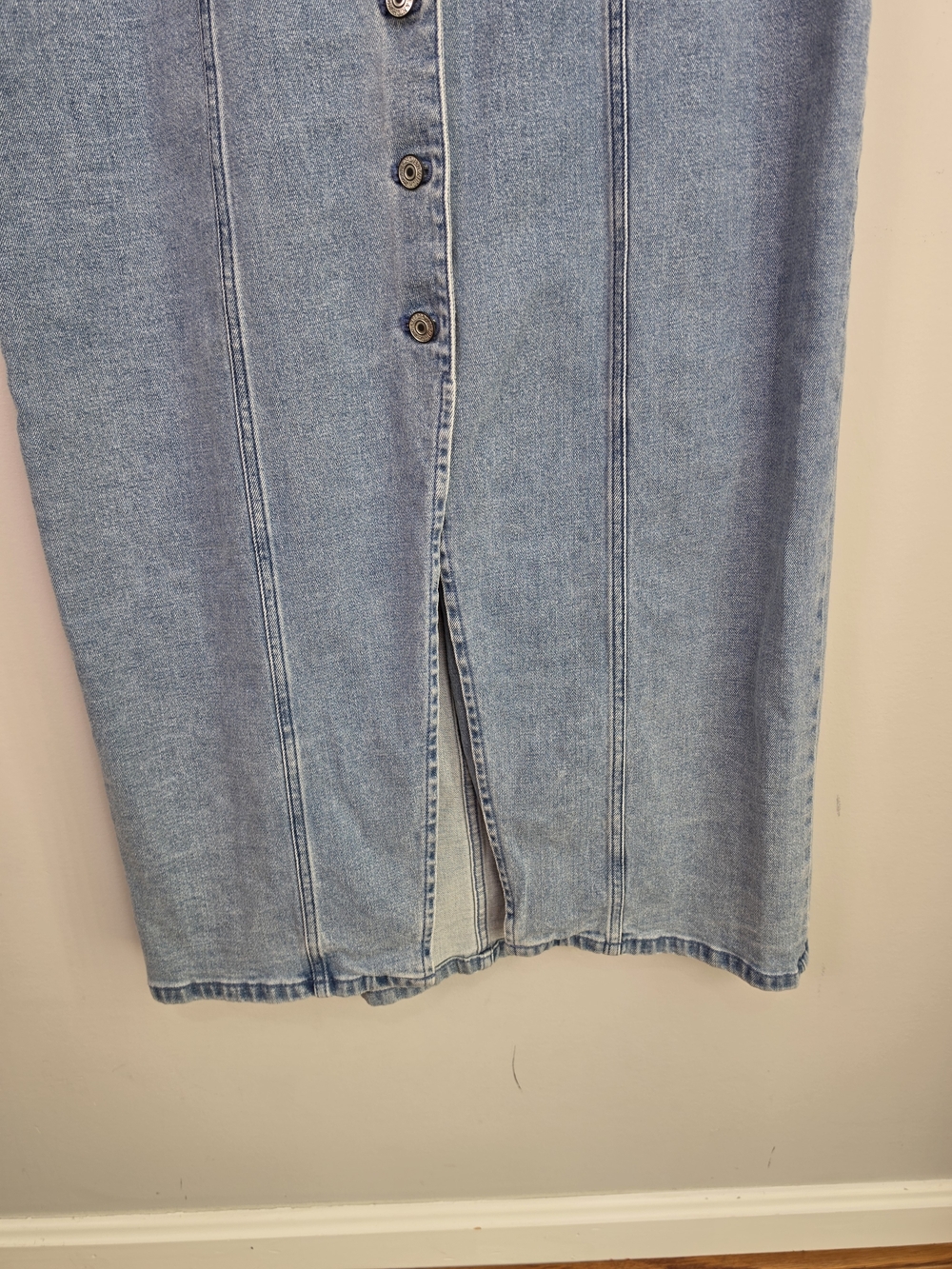 Abercrombie & Fitch The Mara Denim Vest Midi Dress Large Button Front - Picture 3 of 16